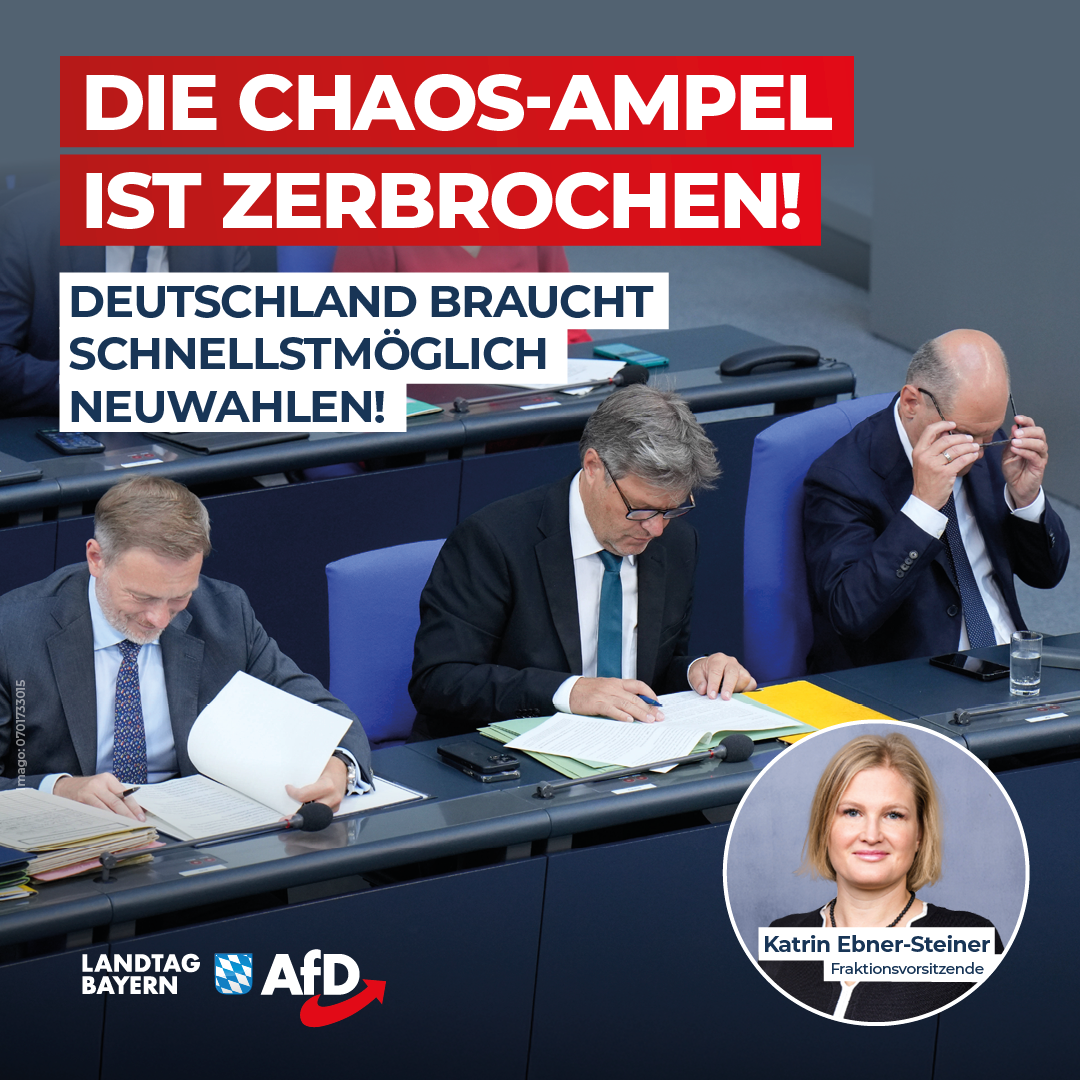 Katrin Ebner-Steiner: Die Chaos-Ampel ist zerbrochen – Deutschland braucht schnellstmöglich Neuwahlen! 1 20241107 KES Chaos Ampel