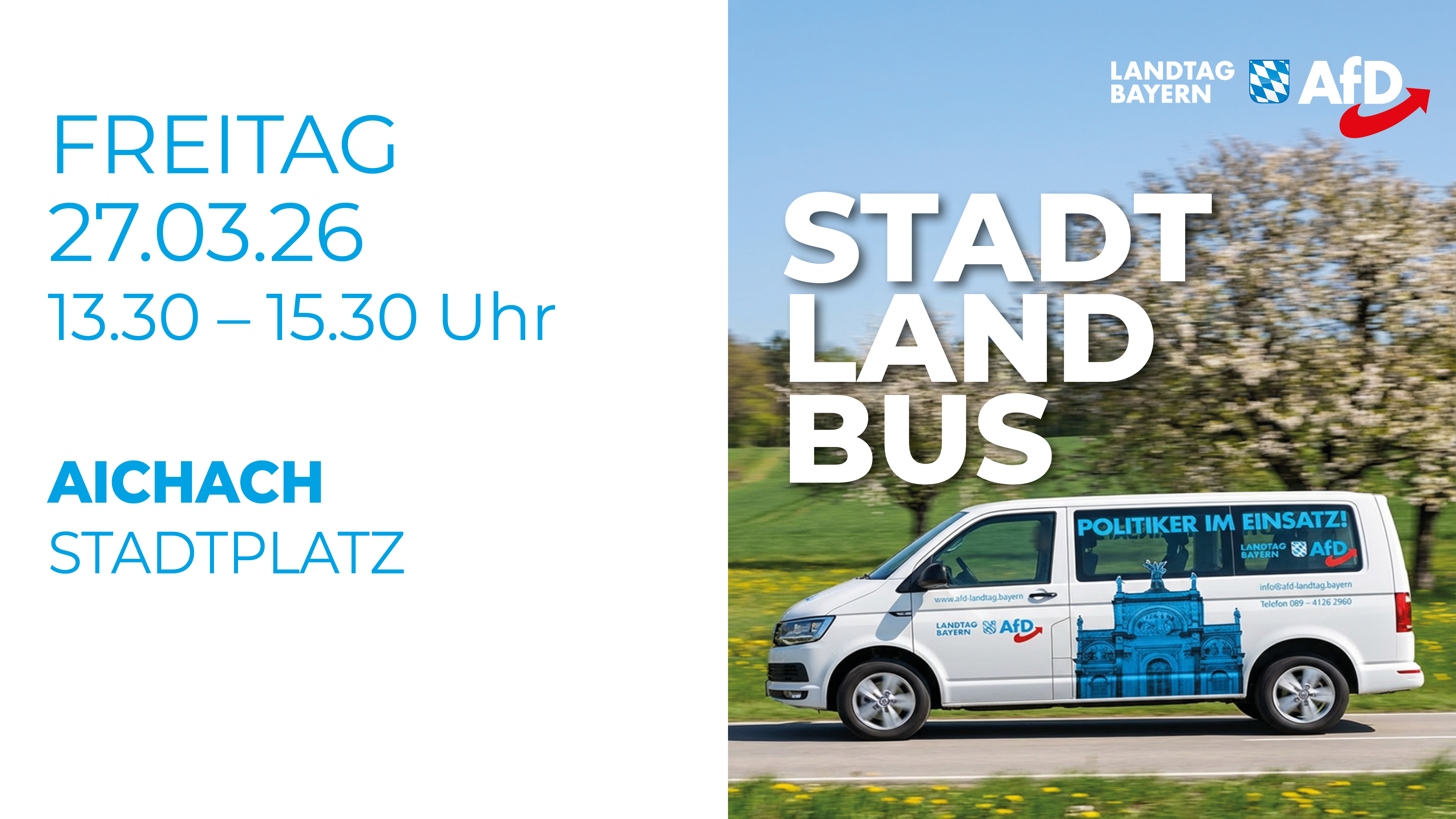 Das AfD-Bürgermobil kommt nach Aichach! 1 26 03 Buergermobil Stadt Land Bus Aichach