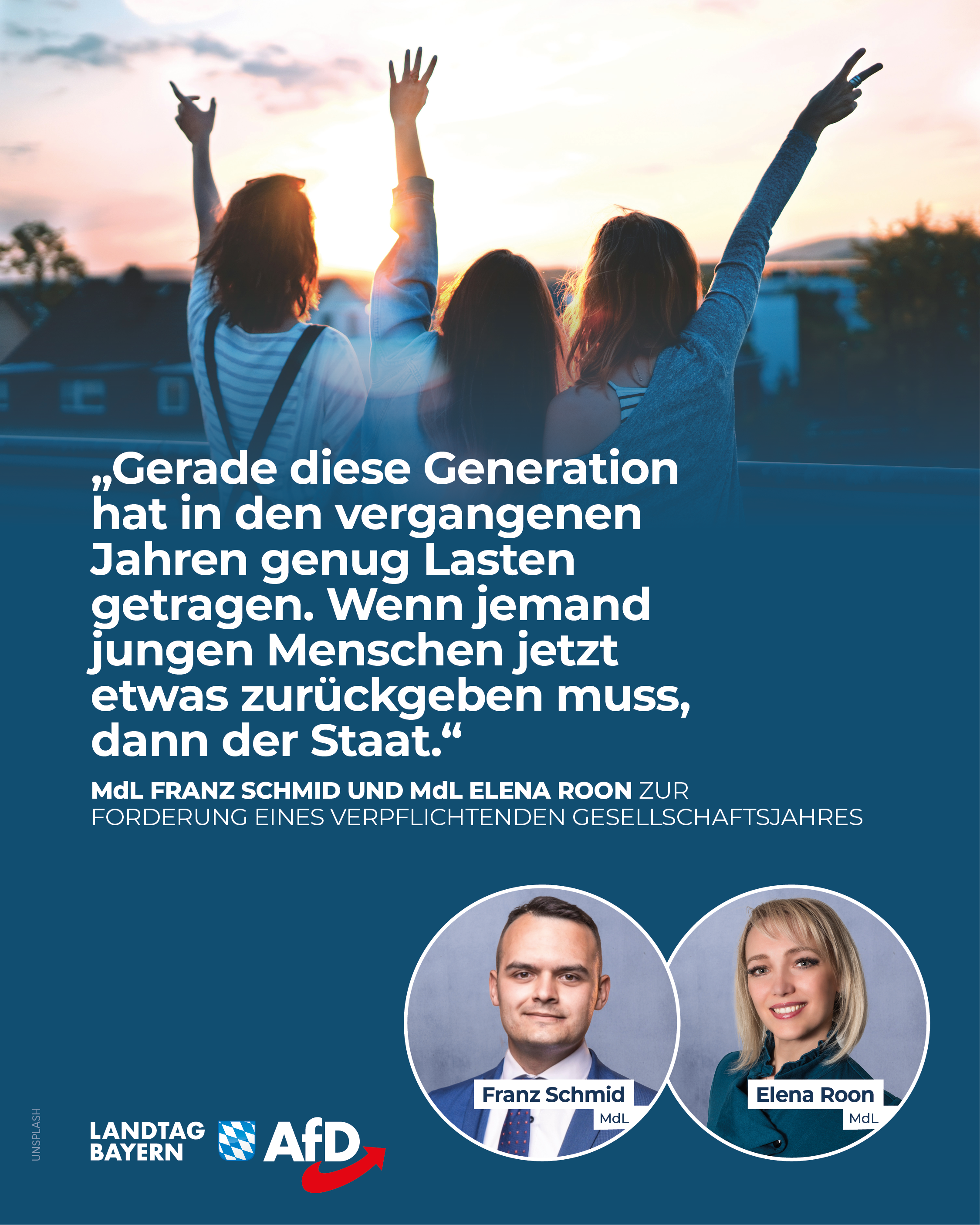 Franz Schmid / Elena Roon: CSU will junge Menschen zu einem „Gesellschaftsjahr“ verpflichten – Unsere Jugend braucht mehr Chancen statt neuer Zwänge! 6 CSU Gesellschaftsjahr
