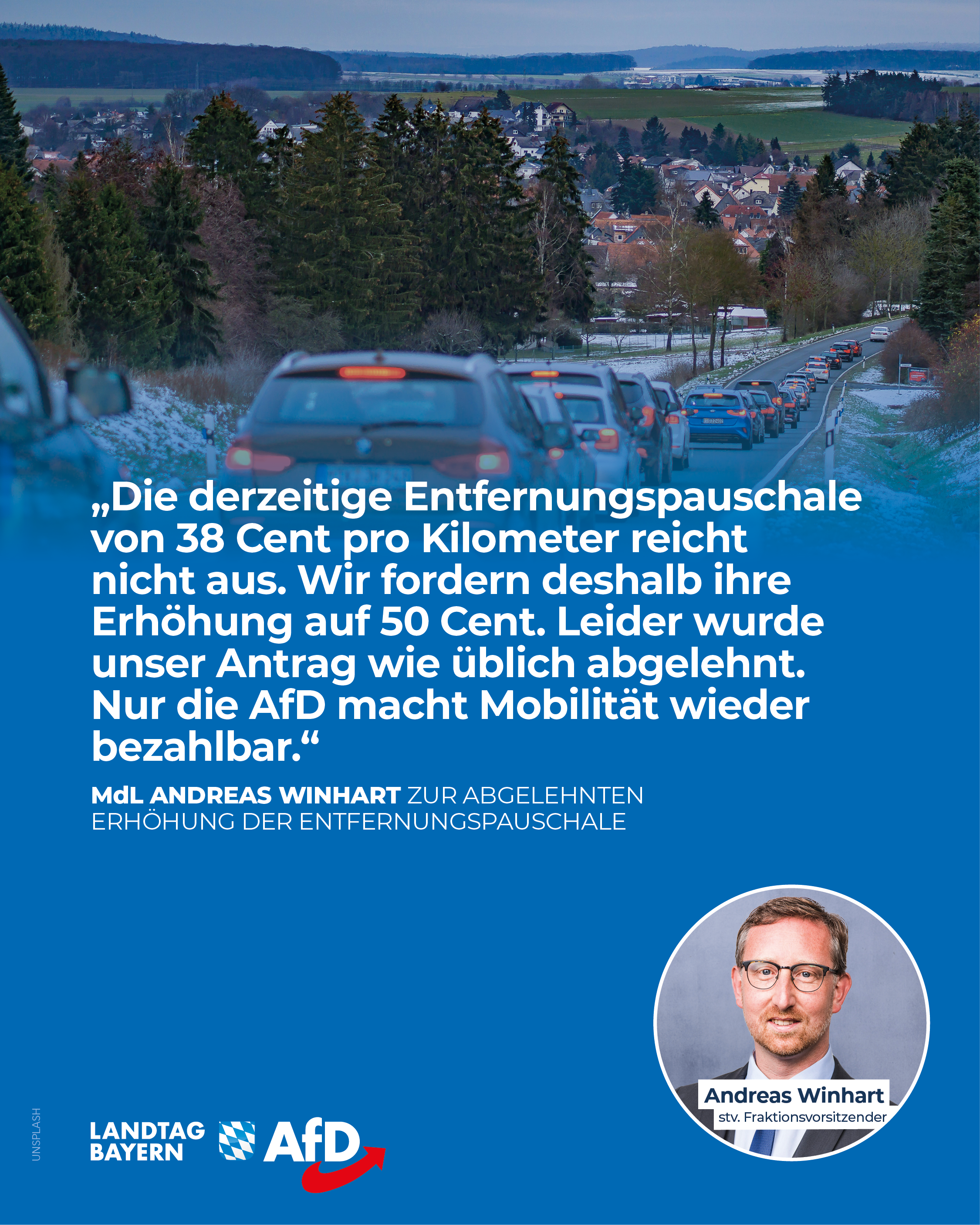 Andreas Winhart: AfD für Erhöhung der Entfernungspauschale – Wir entlasten die Arbeitnehmer! 2 Entfernungspauschale Pendler